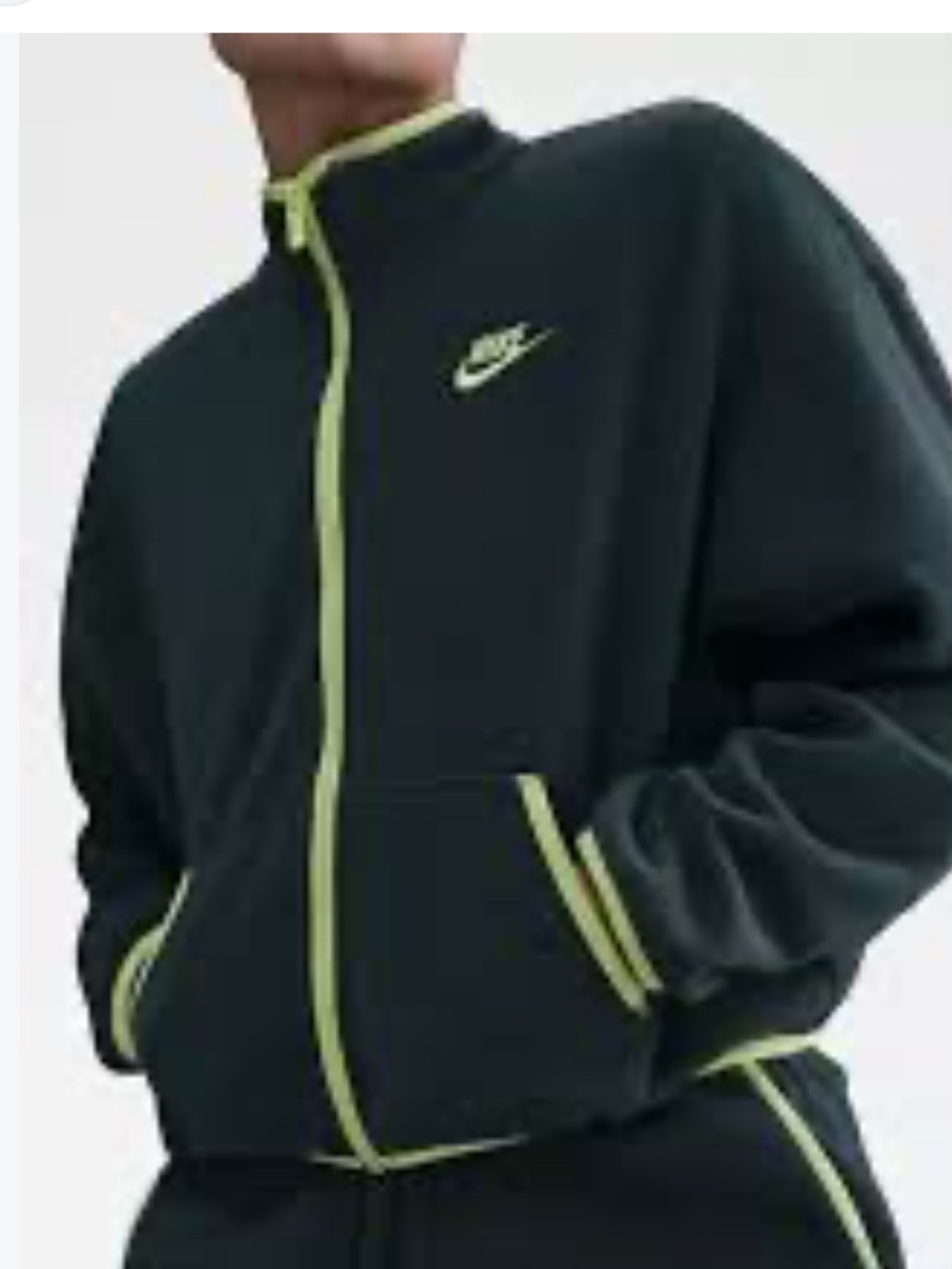 Nike Women Dark green Track Jacket with Lime Trim